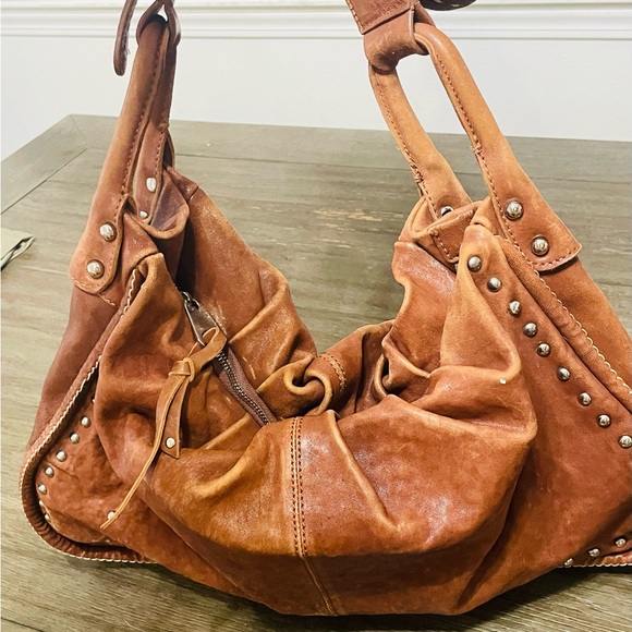 Large Rustic Sundance Studded Brown Leather Bag - Picture 2 of 12